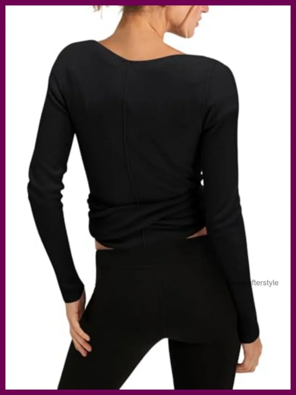 Women's Pilates Wrap Top Ballet Long Sleeve Twist Front